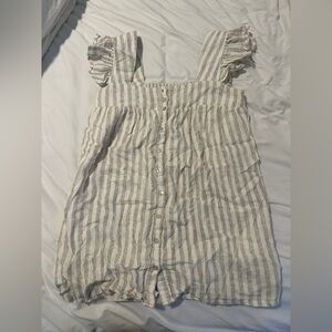 Momni boutique button down striped ruffle sleeve tank dress smocked size small
